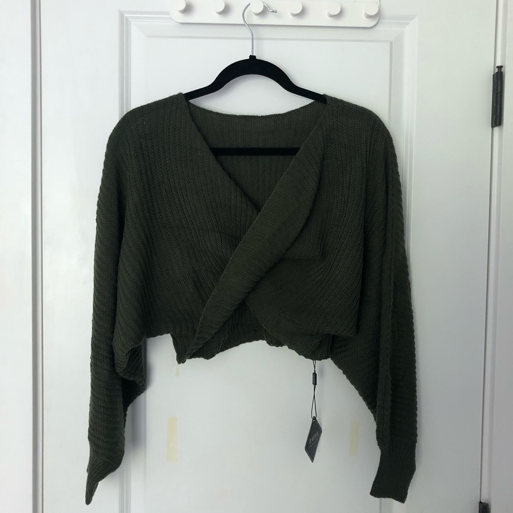 Reversible Forest Green Cross-Back Sweater - Sz S